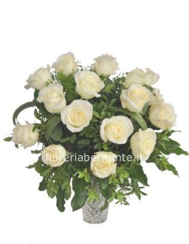 bouquet 12 rose bianche
