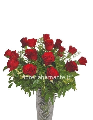 Bouquet 15 rose rosse - stelo 60cm